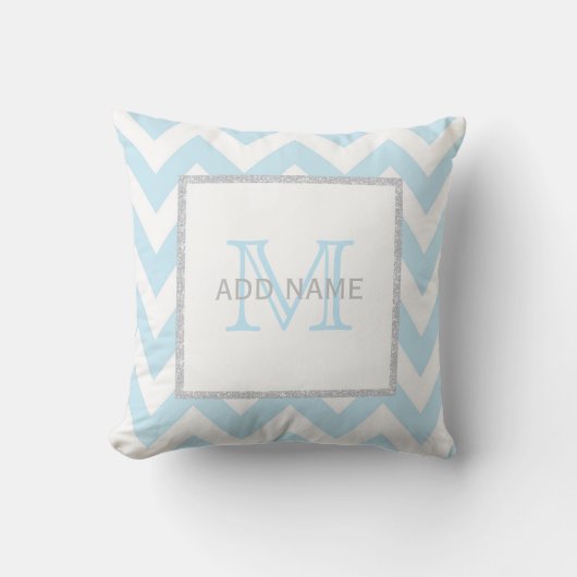 Monogram Grijze Blauwe Chevron Baby Pillow Kussen (Voorkant)