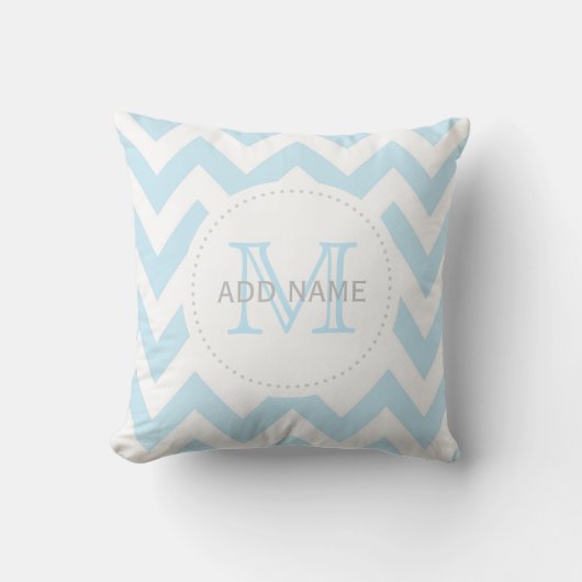 Monogram Grijze Blauwe Chevron Baby Pillow Kussen (Voorkant)