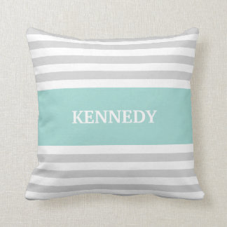 Monogram grijze Blauwgroen strepen Kussen
