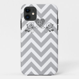 Monogram Grijze Chevron en de Telefoon van het Ont iPhone 11 Hoesje