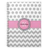 Monogram grijze Chevron en roze spiral notebook Notitieboek (Voorkant)