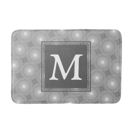 Monogram grijze cirkels patroon badmat (Voorkant)