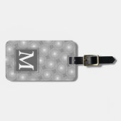 Monogram grijze cirkels patroon bagagelabel (Voorkant horizontaal)