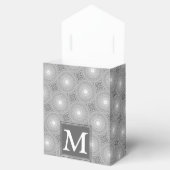 Monogram grijze cirkels patroon bedankdoosjes (Geopend)