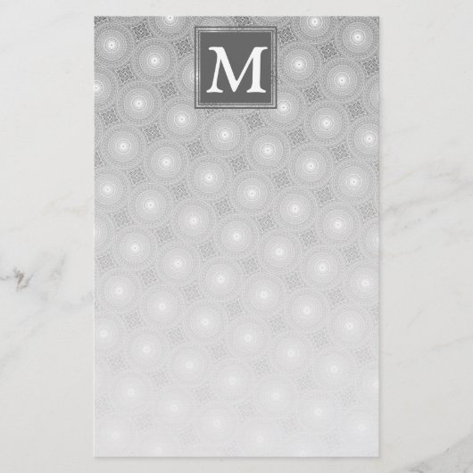 Monogram grijze cirkels patroon briefpapier (Voorkant)
