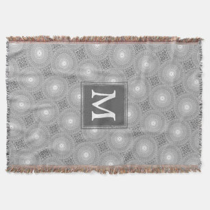 Monogram grijze cirkels patroon deken