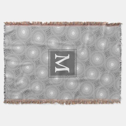 Monogram grijze cirkels patroon deken (Voorkant)