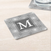 Monogram grijze cirkels patroon kartonnen onderzetters (Schuin)