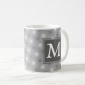 Monogram grijze cirkels patroon koffiemok (Voorkant rechts)