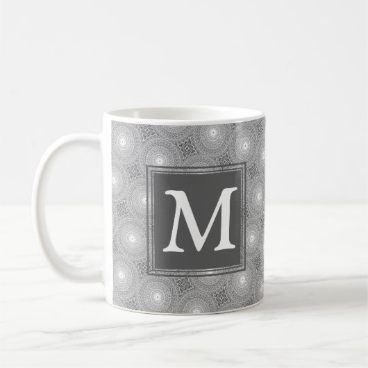 Monogram grijze cirkels patroon koffiemok (Links)