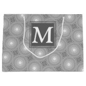 Monogram grijze cirkels patroon large cadeautasje (Voorkant)