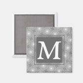 Monogram grijze cirkels patroon magneet (Voorkant / Achterkant)