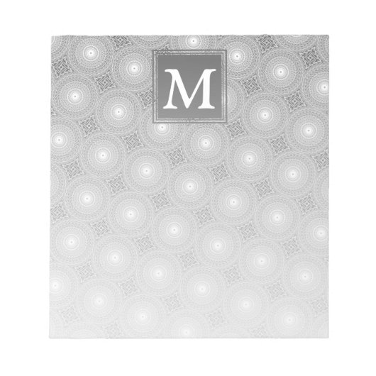 Monogram grijze cirkels patroon notitieblok (Voorkant)