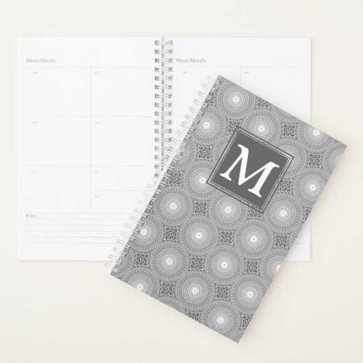 Monogram grijze cirkels patroon planner (Display)