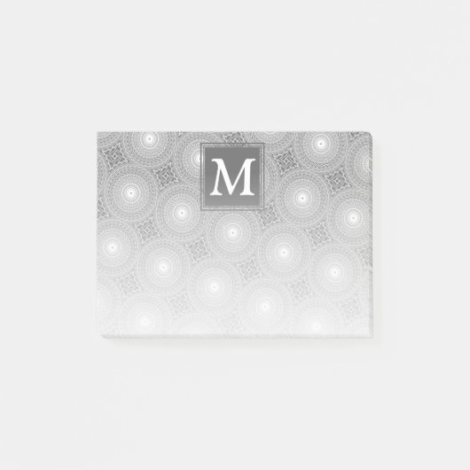 Monogram grijze cirkels patroon post-it® notes (Voorkant)