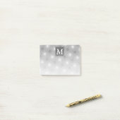 Monogram grijze cirkels patroon post-it® notes (Op bureau)