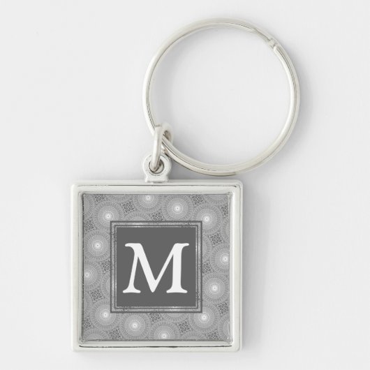 Monogram grijze cirkels patroon sleutelhanger (Voorkant)