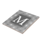 Monogram grijze cirkels patroon tegeltje (Zijkant)