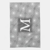 Monogram grijze cirkels patroon theedoek (Verticaal)