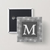 Monogram grijze cirkels patroon vierkante button 5,1 cm (Voorkant /achterkant)