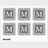 Monogram grijze cirkels patroon vierkante sticker (Vel)