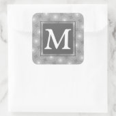 Monogram grijze cirkels patroon vierkante sticker (Tas)
