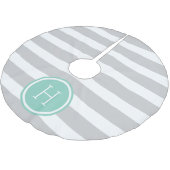 Monogram grijze en Aqua Preppy Stripes Kerstboom Rok (Gekanteld)