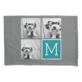 Monogram grijze en Blauwgroen fotocollage Kussensloop (Voorkant)