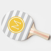Monogram grijze en gele preppy stripes tafeltennisbatje (Zijkant)