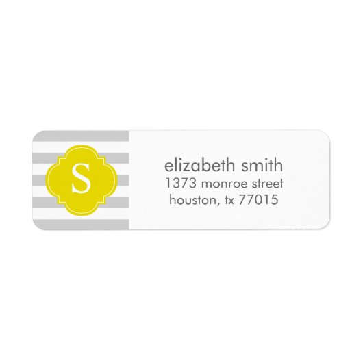 Monogram grijze en gele strepen etiket (Voorkant)