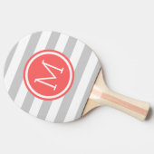 Monogram grijze en koraalpreppy stripes tafeltennisbatje (Zijkant)