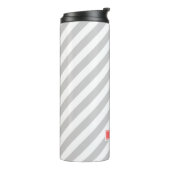 Monogram grijze en koraalpreppy stripes thermosbeker (Gedraaid links)