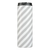 Monogram grijze en koraalpreppy stripes thermosbeker (Achterkant)
