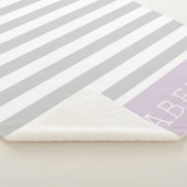 Monogram grijze en Lila strepen | bewerkbare kleur Sherpa Deken (3/4)