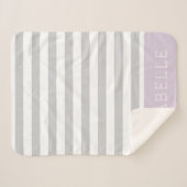 Monogram grijze en Lila strepen | bewerkbare kleur Sherpa Deken (Voorkant (horizontaal))