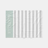 Monogram grijze en mint Stripes | bewerkbare kleur Fleece Deken (Voorkant (Horizontaal))