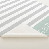 Monogram grijze en mint Stripes | bewerkbare kleur Sherpa Deken (3/4)