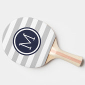 Monogram grijze en Navy Preppy Stripes Tafeltennisbatje (Zijkant)
