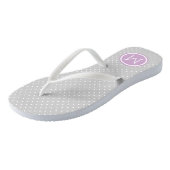 Monogram grijze en Paarse kleine Stippen Teenslippers (Schuin)
