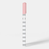 Monogram grijze en roze preppy stripes Case-Mate iPhone case (Achterkant / Rechts)