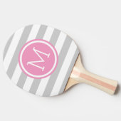 Monogram grijze en roze preppy stripes tafeltennisbatje (Zijkant)