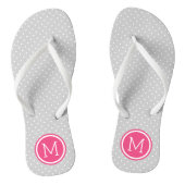 Monogram grijze en roze Stippen Teenslippers (Voetbed)
