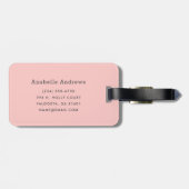 Monogram grijze en roze strepen | bewerkbare kleur bagagelabel (Achterkant horizontaal)