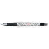 Monogram grijze en witte Chevron met Pastel Roze Pen (Voorkant)