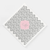 Monogram grijze en witte Chevron met Pastel Roze Servetten (Hoek)
