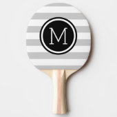 Monogram grijze en zwarte preppy stripes tafeltennisbatje (Voorkant)