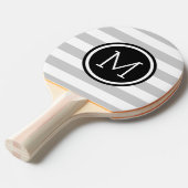 Monogram grijze en zwarte preppy stripes tafeltennisbatje (Voorkant Gekanteld)