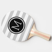 Monogram grijze en zwarte preppy stripes tafeltennisbatje (Zijkant)