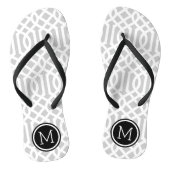 Monogram grijze en zwarte Trellis Teenslippers (Voetbed)