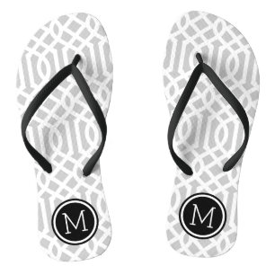 Monogram grijze en zwarte Trellis Teenslippers